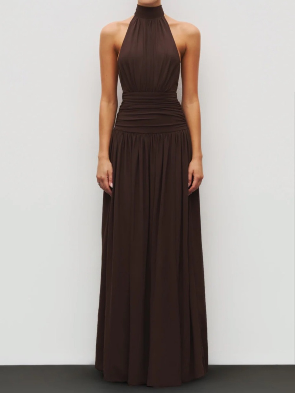 Heiress THE HALTER SLIT GOWN in chocolate brown - size SMALL